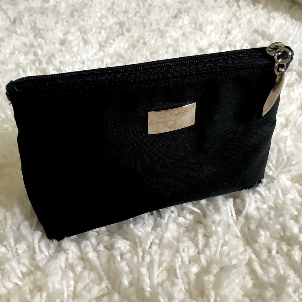 Black nylon unisex Dupont Paris travel packing bag with leather interior